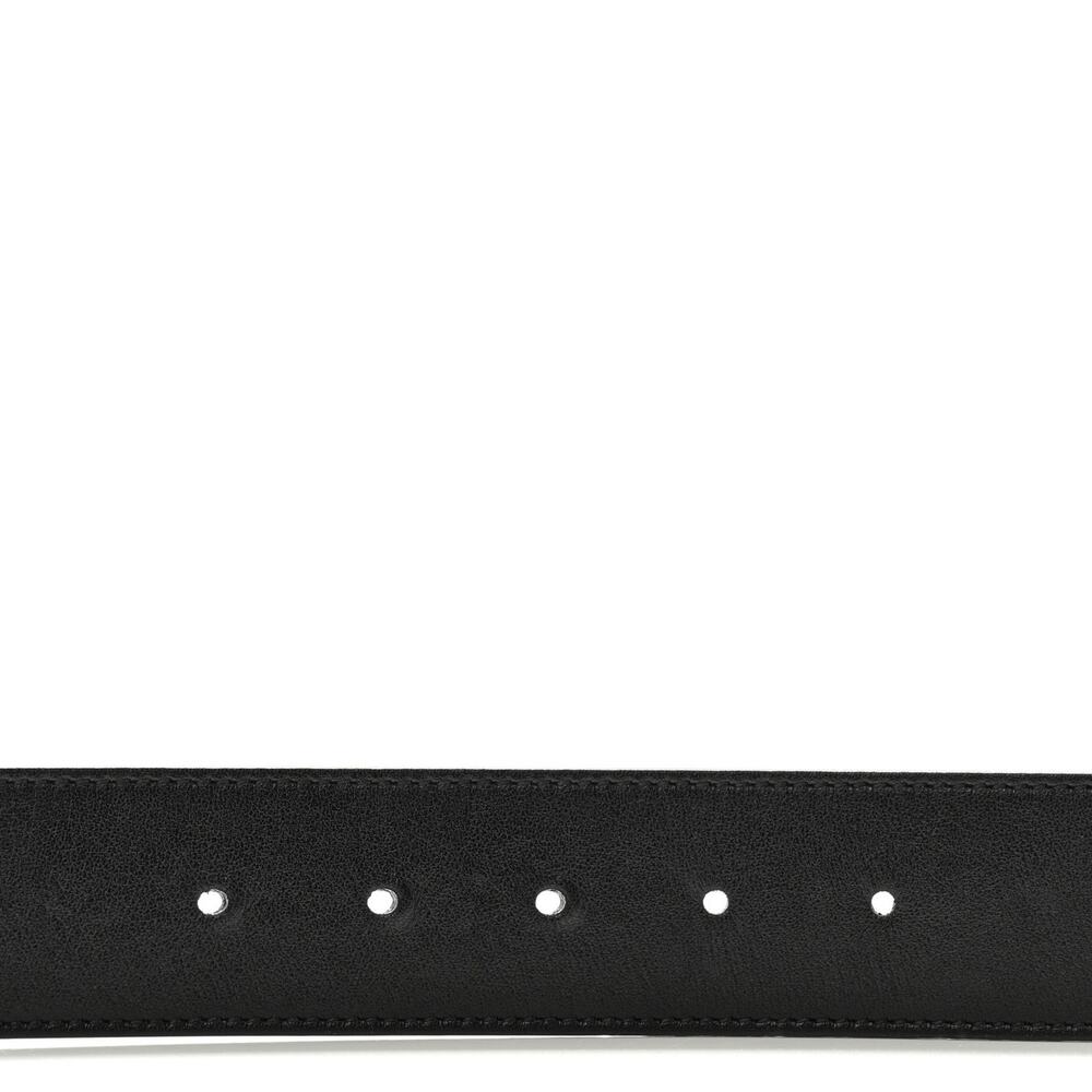 Gucci Black Calfskin Palladium Interlocking G Buckle 40mm Wide Belt 85/34 - Picture 3 of 4